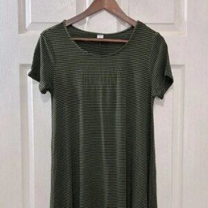 Green Striped Short Sleeve Dress